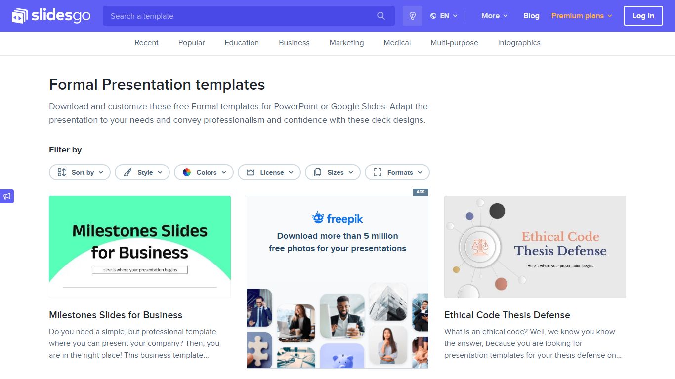 Free Formal Google Slides and PowerPoint templates